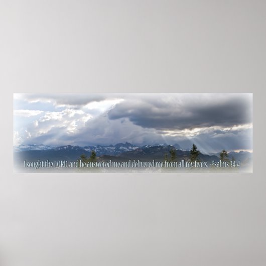 Psalm 34:4 Panorama licht vignet Poster (Voorkant)