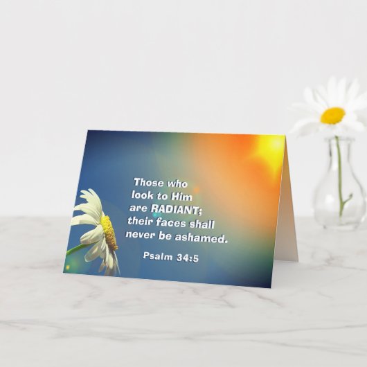 Psalm 34:5 Wie naar Hem kijkt, is een stralende Bi Kaart (Kleine Plant)