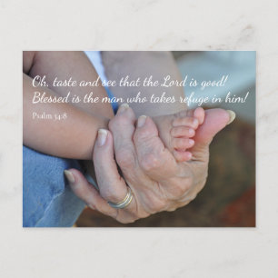 Psalm 34:8 Baby op Oma's Lap Briefkaart
