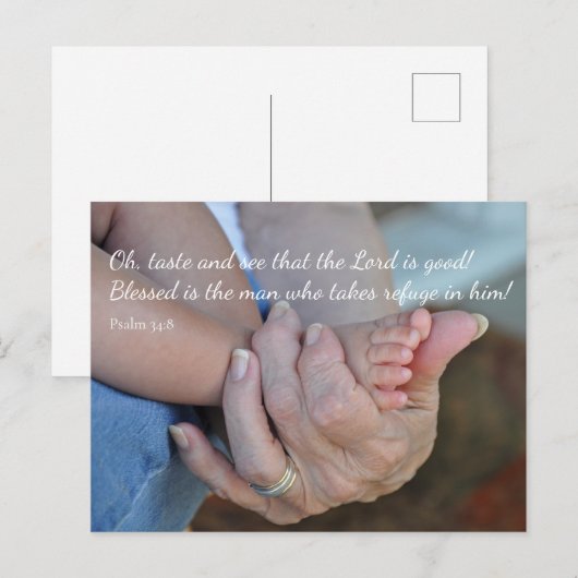 Psalm 34:8 Baby op Oma's Lap Briefkaart (Voorkant / Achterkant)