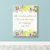 Psalm 34: 8 | Motivatie Bijbel Quotes Verse Canvas Afdruk (Insitu (Houten vloer))