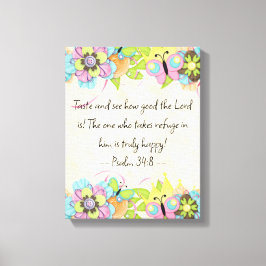 Psalm 34: 8 | Motivatie Bijbel Quotes Verse Canvas Afdruk