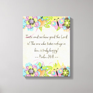 Psalm 34: 8 Motivatie Bijbel Quotes Verse Canvas Afdruk