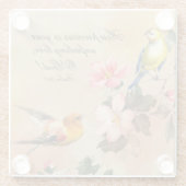 Psalm 36:7 Bijbelvers, Vintage vogels en bloemen Glazen Onderzetter (Achterkant)