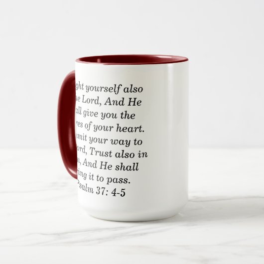 Psalm 37:4-5 Aangepaste Schriftgedeelten Tweetonig Mok (Voorkant links)