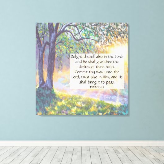 Psalm 37:4-5 canvas print (Insitu (Houten vloer))