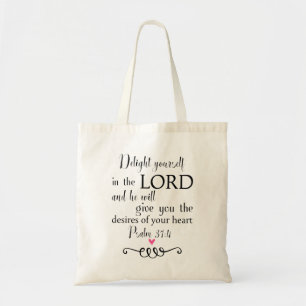 Psalm 37:4 Bijbel Verse Christelijke Faith Canvas  Tote Bag