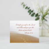 Psalm 37:4 Bijbelvers, Sandy Ocean Beach Custom Briefkaart (Staand voorkant)