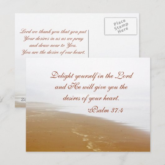 Psalm 37:4 Bijbelvers, Sandy Ocean Beach Custom Briefkaart (Voorkant / Achterkant)