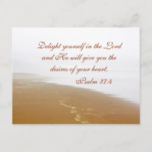 Psalm 37:4 Bijbelvers, Sandy Ocean Beach Custom Briefkaart