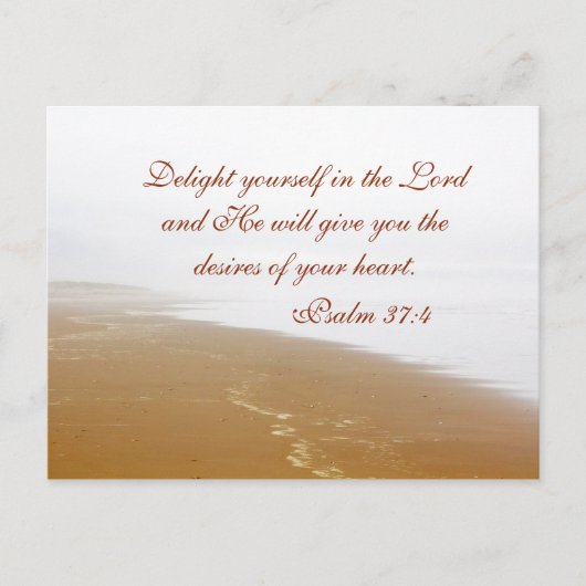 Psalm 37:4 Bijbelvers, Sandy Ocean Beach Custom Briefkaart (Voorkant)