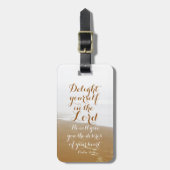 Psalm 37:4 Bijbelvers, zandstrand en oceaan, Bagagelabel (Voorkant verticaal)