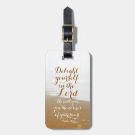 Psalm 37:4 Bijbelvers, zandstrand en oceaan, Bagagelabel