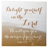 Psalm 37:4 Bijbelverse, strand van de Sandy Ocean Tegeltje (Voorkant)