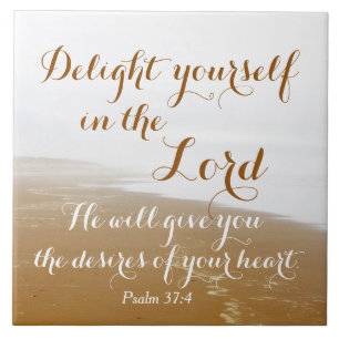 Psalm 37:4 Bijbelverse, strand van de Sandy Ocean Tegeltje