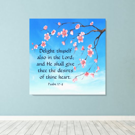 Psalm 37:4 canvas afdruk (Insitu (Houten vloer))