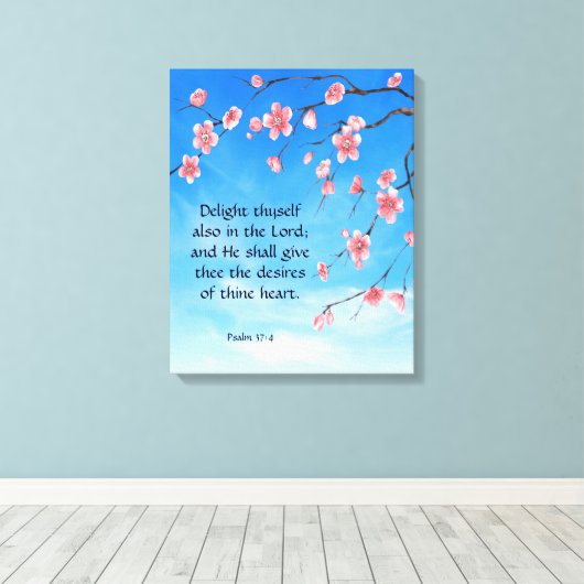 Psalm 37:4 canvas afdruk (Insitu (Houten vloer))