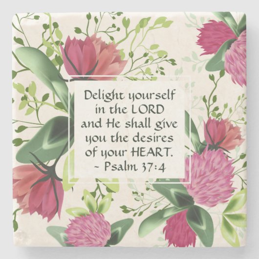 Psalm 37:4 Doe jezelf plezier in de Lord Clover Stenen Onderzetter (Voorkant)