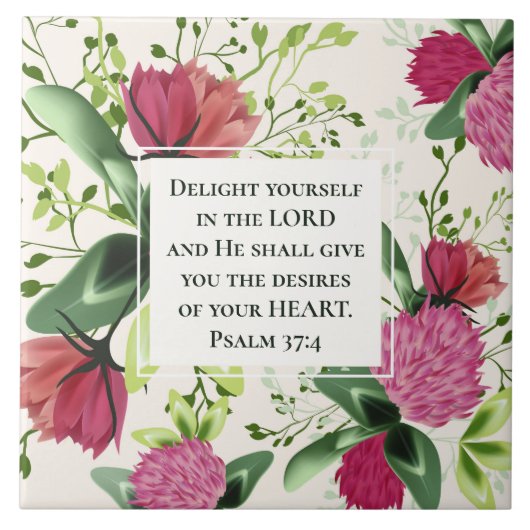 Psalm 37:4 Doe jezelf plezier in de Lord Clover Tegeltje (Voorkant)