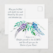 Psalm 37:4 Geniet van jezelf in de Heer, Floral Briefkaart (Voorkant / Achterkant)