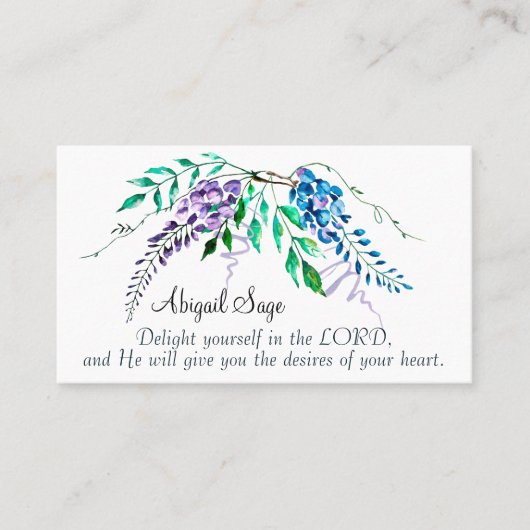 Psalm 37:4 Geniet van jezelf in de Heer, Floral Visitekaartje (Voorkant)