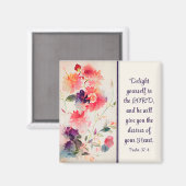 Psalm 37:4 Geniet van jezelf in de LORD Floral Magneet (Voorkant / Achterkant)
