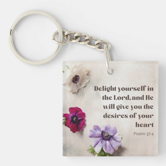 Psalm 37:4 Verrukking in de Heer, Bijbelvers Sleutelhanger (Voorkant)