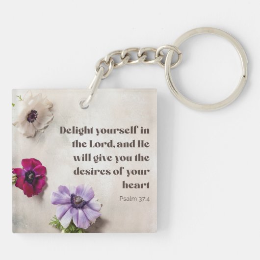 Psalm 37:4 Verrukking in de Heer, Bijbelvers Sleutelhanger (Achterkant)