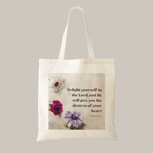 Psalm 37:4 Verrukking in het bijbelvers van de Hee Tote Bag