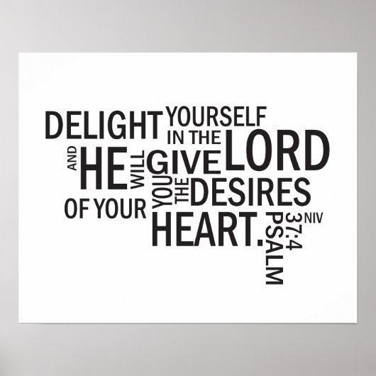 Psalm 37:4 "Verwensen van je hart"-subwegkunst Poster (Voorkant)