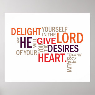 Psalm 37:4 "Verwensen van je hart"-subwegkunst Poster