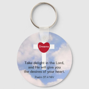 Psalm 37:4 Wees blij in de Lord Blue Sky Sleutelhanger