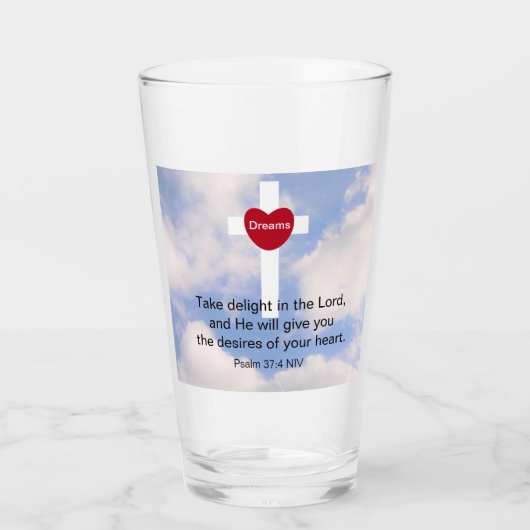 Psalm 37:4: Wees blij in de Lord Dreams Cross Glas (Voorkant)
