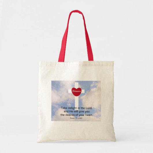 Psalm 37:4: Wees blij in de Lord Dreams Cross Tote Bag (Voorkant)