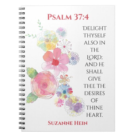 Psalm 37 Bloemen Woman's Devotional Bible Journal Notitieboek (Voorkant)