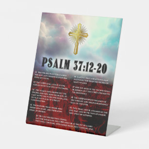 Psalm 37 Vers 12 Thru 20 Gouden Christelijk Kruis Reclamebord Met Voetstuk