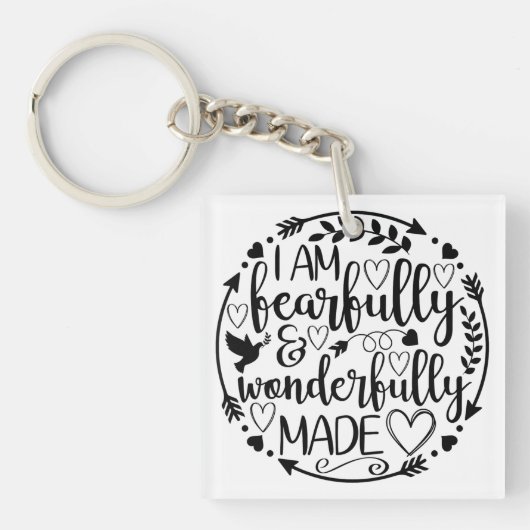 Psalm 39 Wonderfully Made Christian Scripture Sleutelhanger (voorkant)