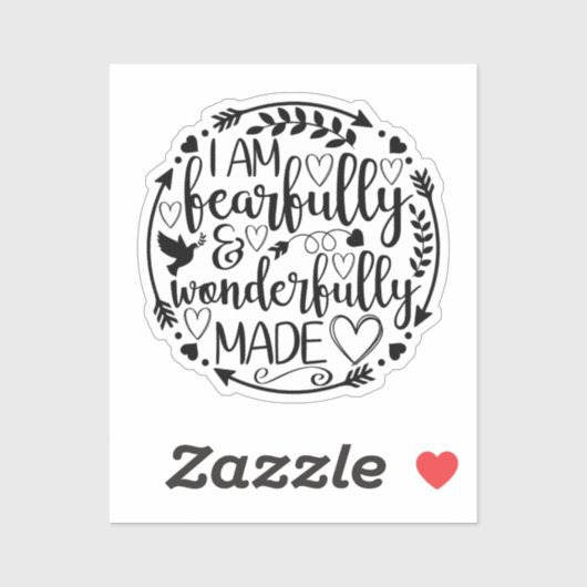 Psalm 39 Wonderfully Made Christian Scripture  Sticker (Vel)