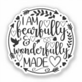 Psalm 39 Wonderfully Made Christian Scripture  Sticker (Voorkant)
