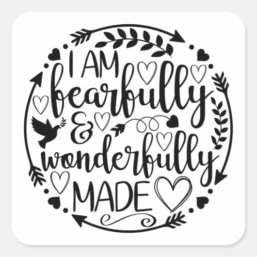 Psalm 39 Wonderfully Made Christian Scripture  Vierkante Sticker (Voorkant)