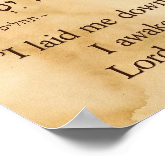 Psalm 3 : 5 Hebreeuws en Engels Poster (Hoek)