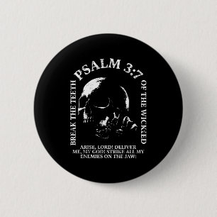 Psalm 3_7 vintage schedel christelijke religieuze  ronde button 5,7 cm