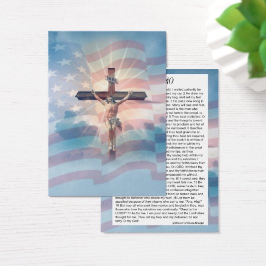 Psalm 40 Schrift Crucifix Amerikaanse vlag Visitekaartje (Bureau)