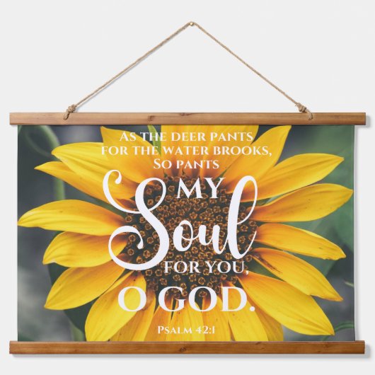 Psalm 42:1 Als de Hertenbroek Zonnebloem Christeli Hangend Wandkleed (Voorkant)