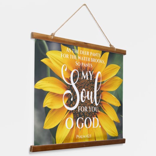 Psalm 42:1 Als de Hertenbroek Zonnebloem Christeli Hangend Wandkleed (Gebogen)