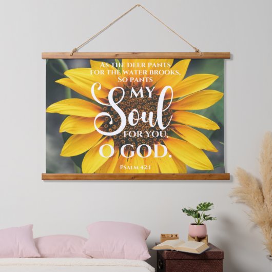 Psalm 42:1 Als de Hertenbroek Zonnebloem Christeli Hangend Wandkleed (Slaapkamer)