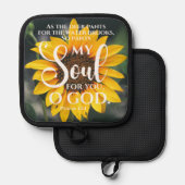 Psalm 42:1 Als de Hertenbroek Zonnebloem Christeli Pannenlap (Voorkant / Achterkant)