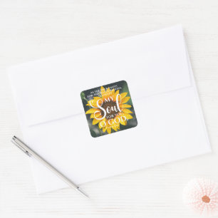 Psalm 42:1 Als de Hertenbroek Zonnebloem Christeli Vierkante Sticker