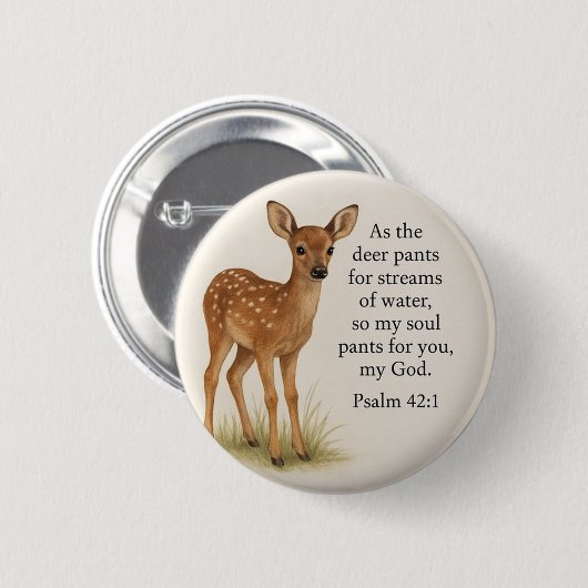 “Psalm 42:1 – Deer” Custom Button (Voorkant /achterkant)