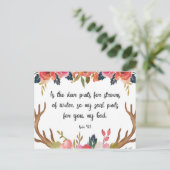 Psalm 42:1, Floral Antlers Bijbelvers Briefkaart (Staand voorkant)